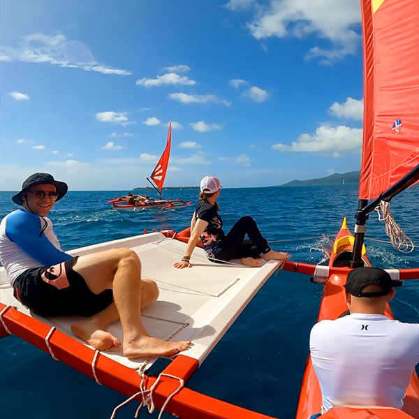 Sailing Outrigger Canoe in Raiatea
